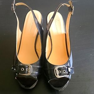Lane Bryant black cork wedges, size 9W.